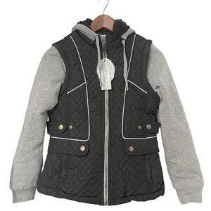 KUNYU Petite Small Quilted Sherpa Hoodie Jacket NWT